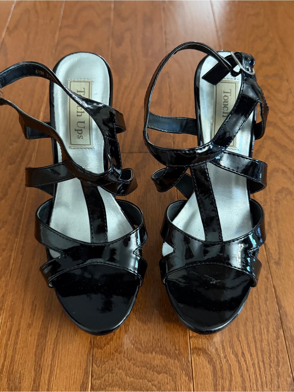 Touch Ups Black Patent Strappy High Heel Sandals